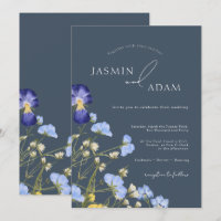 Casamento de Flores Silvestres Azul Ardósia Elegan