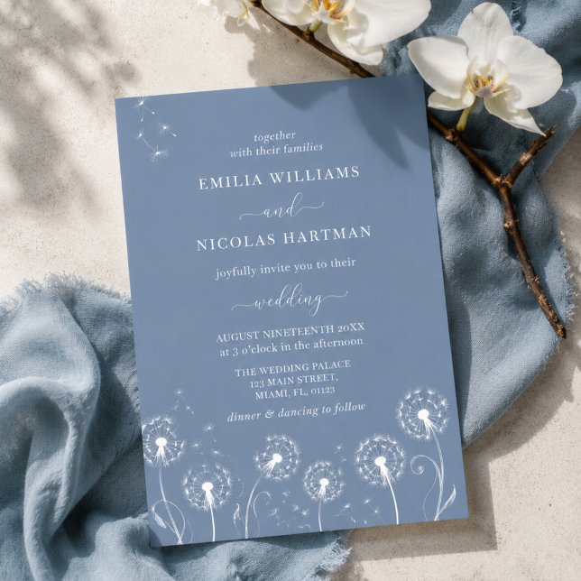 Convites Casamento de Flores Silvestres Azul e Branco Empoe (Criador carregado)