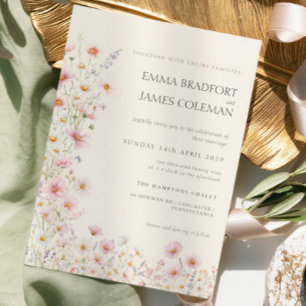 Convites Casamento de Flores Silvestres Boêmio Caprichoso