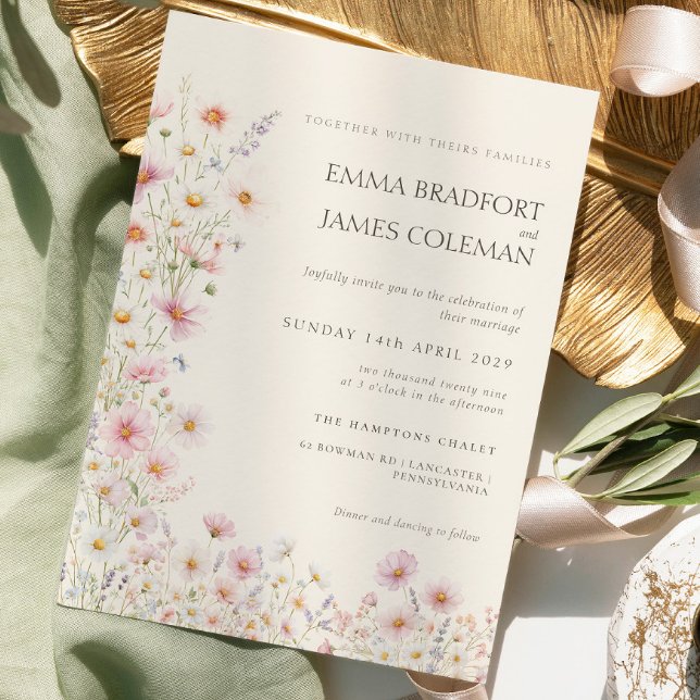 Convites Casamento de Flores Silvestres Boêmio Caprichoso (Criador carregado)