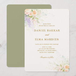 Convites Casamento de Flores Silvestres Boho Elegante Moder