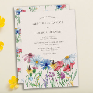 Convites Casamento de Flores Silvestres Boho Floral Country