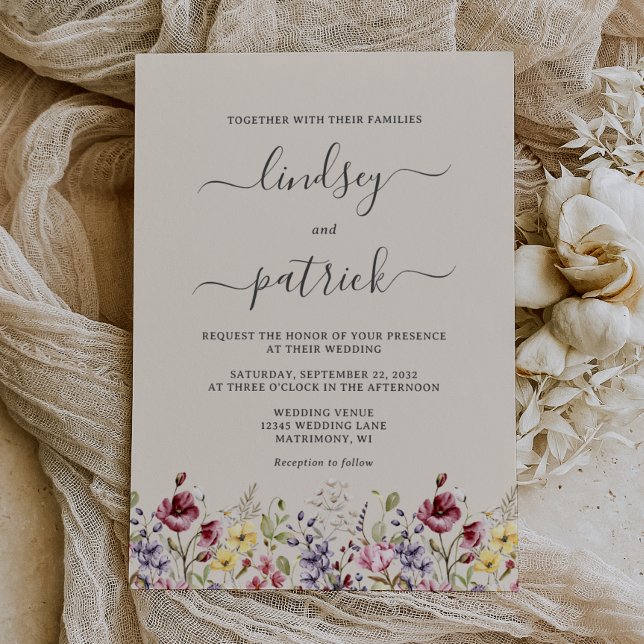 Convites Casamento de Flores Silvestres Boho Rústico (Criador carregado)