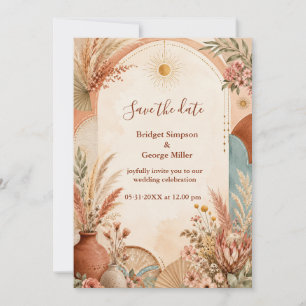 Convites Casamento de flores silvestres Boho Rústico Pampas