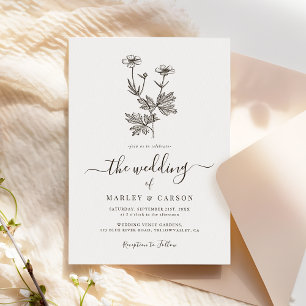 Convites Casamento de Flores Silvestres Botânico Minimalist