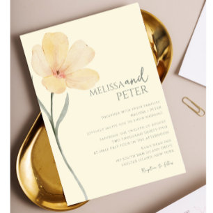 Convites Casamento de Flores Silvestres Brancas e Verde Sal