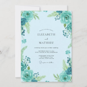 Convites Casamento de Flores Silvestres Céu Turquesa