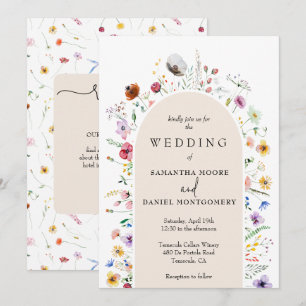 Convites Casamento de Flores Silvestres Código QR Tudo em U