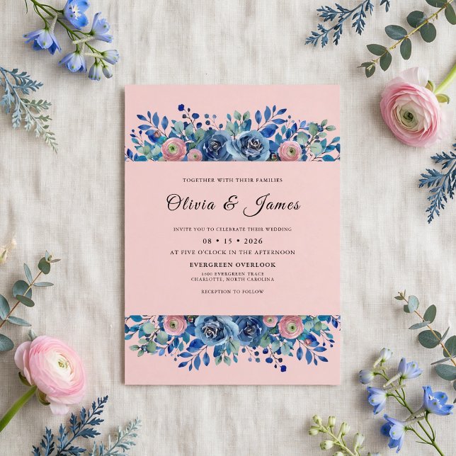 Convites Casamento de Flores Silvestres com Bege de Centáur (Criador carregado)