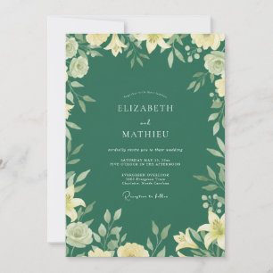 Convites Casamento de Flores Silvestres com Musgo Profundo