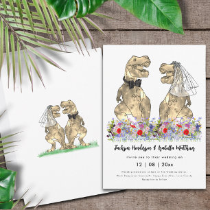 Convites Casamento de Flores Silvestres com Tema de Dinossa
