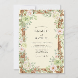 Convites Casamento de Flores Silvestres Creme de Cobre