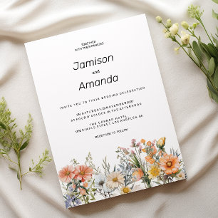 Convites Casamento de flores silvestres de jardim botânico