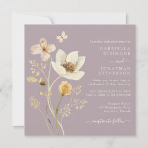 Convites Casamento de flores silvestres de Mauve Dusty