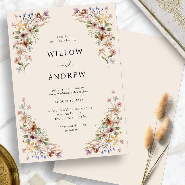 Convites Casamento de Flores Silvestres Elegantes (Elegant Wildflower Wedding Invitation
)