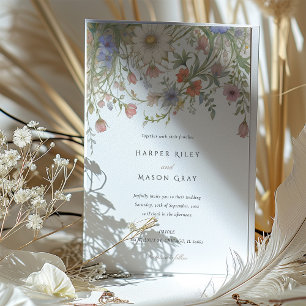Convites Casamento de Flores Silvestres Elegantes com Flora