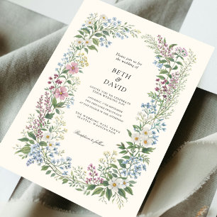 Convites Casamento de Flores Silvestres em Aquarela