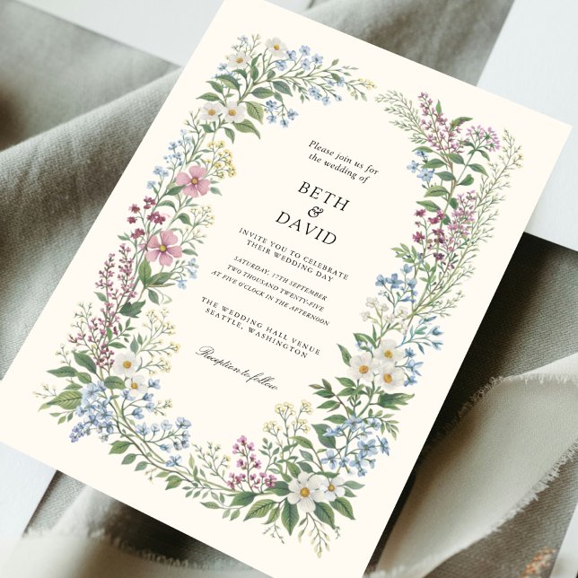 Convites Casamento de Flores Silvestres em Aquarela (Criador carregado)