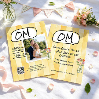 Convites Casamento de flores silvestres em aquarela amarelo
