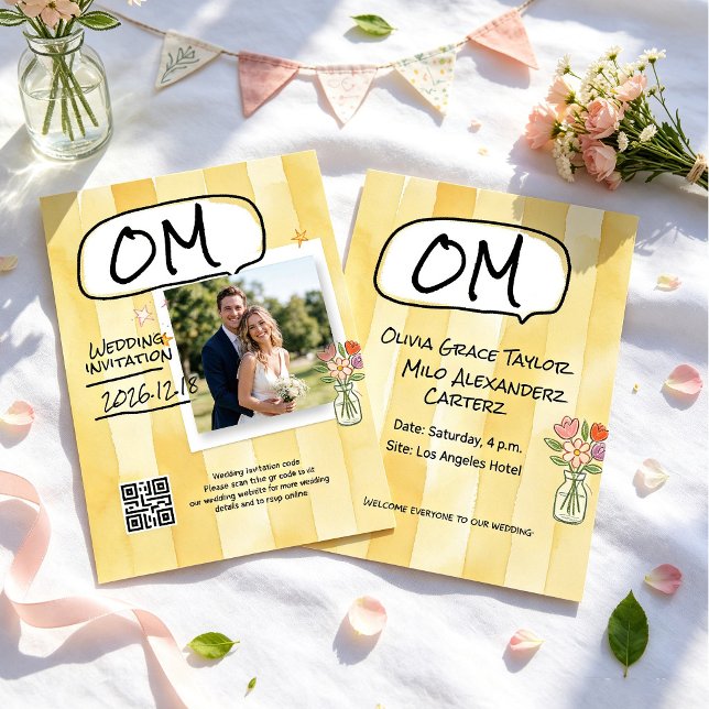 Convites Casamento de flores silvestres em aquarela amarelo (Criador carregado)