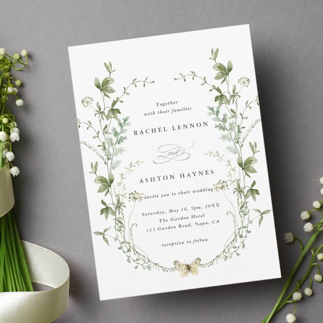 Convites Casamento de Flores Silvestres em Aquarela Elegant (Criador carregado)