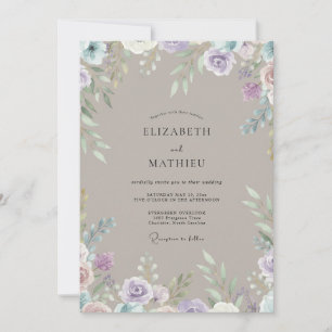 Convites Casamento de Flores Silvestres Lavanda Pálida Bege