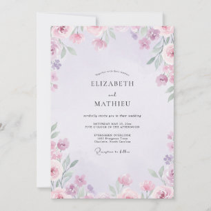 Convites Casamento de Flores Silvestres Lilás Sage