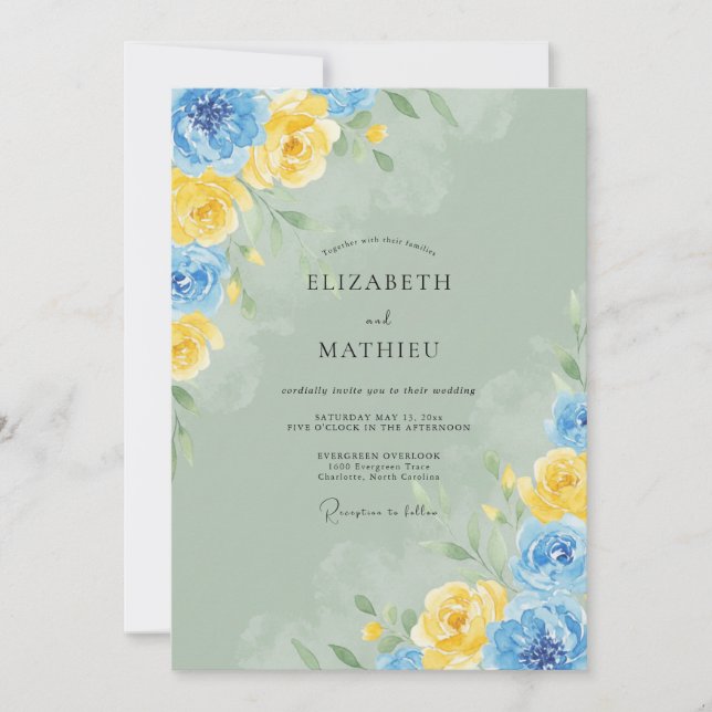 Convites Casamento de Flores Silvestres Manteiga de Centáur (Frente)