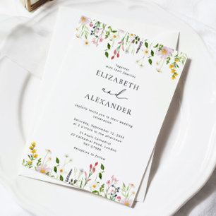 Convites Casamento de Flores Silvestres Minimalista Elegant