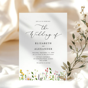 Convites Casamento de flores silvestres minimalista elegant