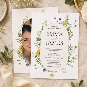 Convites Casamento de Flores Silvestres Modernas Elegantes