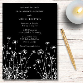 Convites Casamento de Flores Silvestres Modernas em Preto e