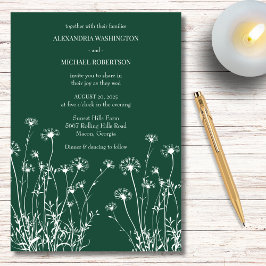 Convites Casamento de Flores Silvestres Modernas Verde Esme
