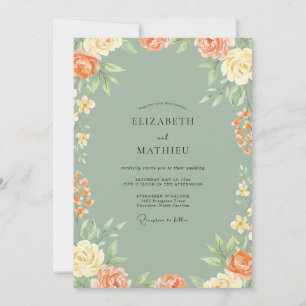 Convites Casamento de Flores Silvestres Musgo Terracota