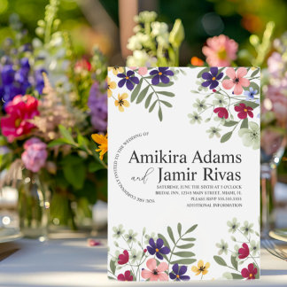 Convites Casamento de Flores Silvestres Ousadas e Vibrantes