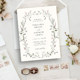 Convites Casamento de Flores Silvestres Pastel