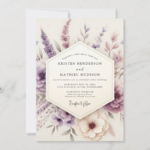 Convites Casamento de Flores Silvestres Pastel Lavanda