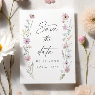 Convites Casamento de Flores Silvestres Pastel Vintage Salv