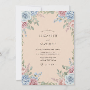 Convites Casamento de Flores Silvestres Pintadas com Pêsseg