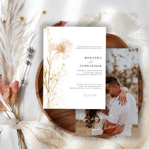 Convites Casamento de Flores Silvestres Pressionadas Românt