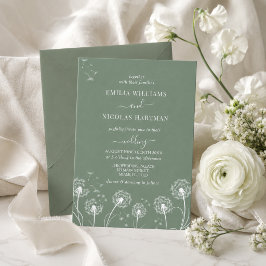 Convites Casamento de Flores Silvestres Verde Oliva Salvia 