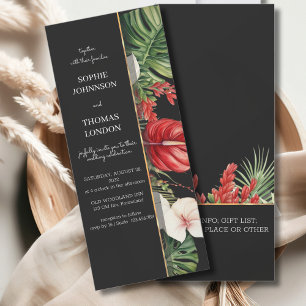 Convites Casamento de flores tropicais e folhas de cor d'ág
