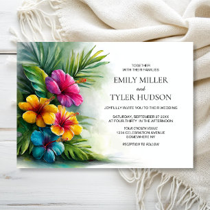 Convites Casamento de Flores Tropicais e Verdura