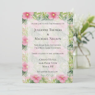 Convites Casamento de Flores Tropicais Rosa