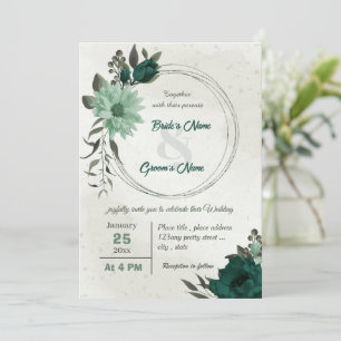 Convites casamento de flores verdes esmeraldas botânica