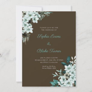 Convites Casamento de Flores Verdes Rústicas Boho Madeira M