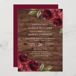Convites Casamento de Flores Vermelhas Burgundy Bonitas