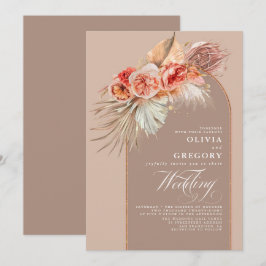 Convites Casamento de Flores Vibrantes e Boho de Grama Pamp