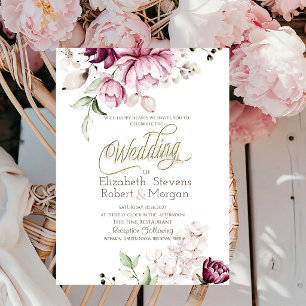 Convites Casamento de Flores Violeta Aquarela Chic