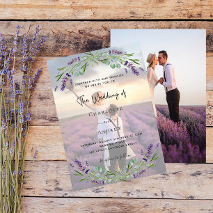 Convites Casamento de flores violetas de lavanda fotográfic